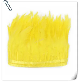 

10yards/lot yellow color rooster feather ribbon 10-5cm natural Coque Tail Feather trim for Dress/ handcraft accessories Fringe