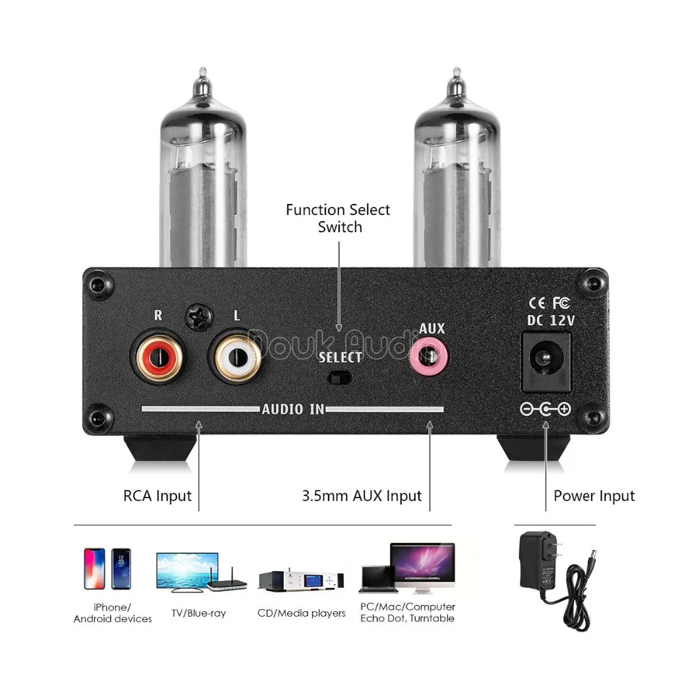 Douk аудио мини-ламповый усилитель для наушников с низким уровнем шума, HI-FI Встроенный стерео усилитель, аудио предусилитель