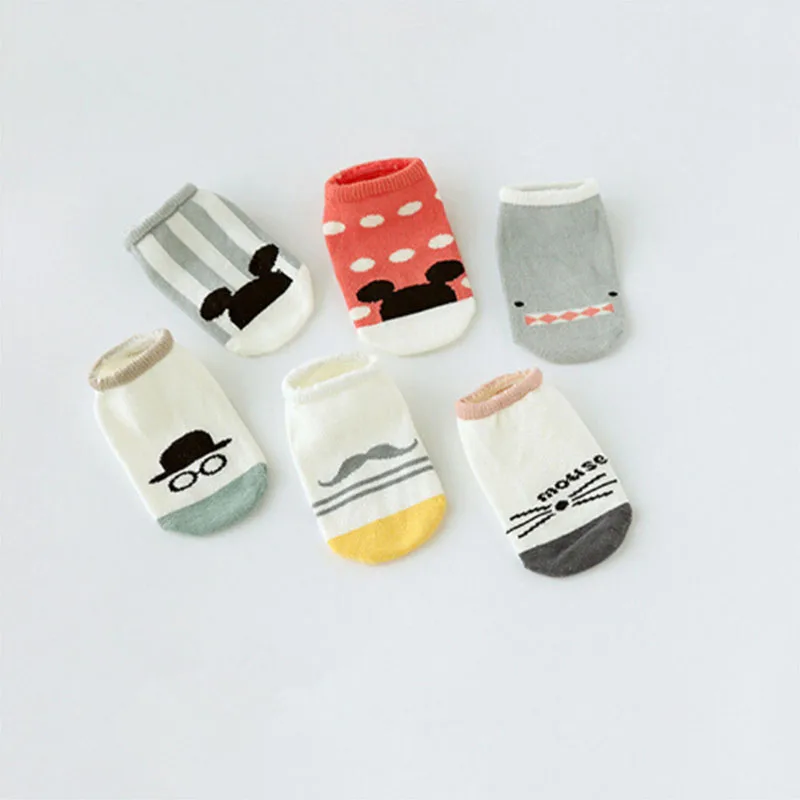 1 пара носков-лодочек для малышей носки-тапочки для новорожденных милые детские носки для малышей с рисунками животных из мультфильмов хлопковые нескользящие носки для малышей