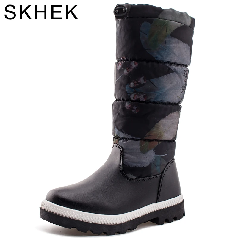 

SKHEK New Winter Children Snowshoes botas na altura Cotton Soft Children's Shoes Slip Boots Plush Girls Boots rubber