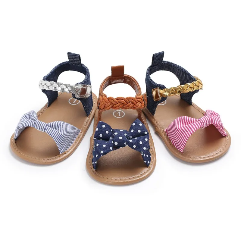 

Stylish Summer Bowknot Baby Shoes Outdoors Patchwork Princess Girls Child Cotton Blend First Walkers