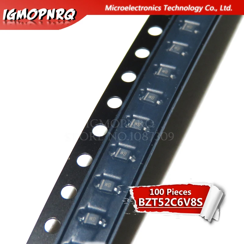 100 шт Зенер диод BZT52C6V8 BZT52C SOD 323/123 WB|Диоды| |