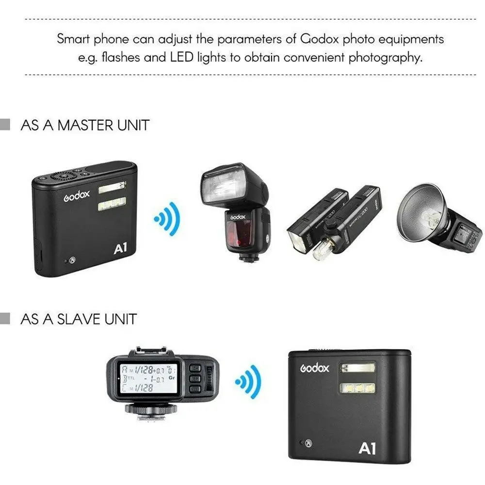 A1 2,4G Беспроводной смартфон со светодиодной вспышки Speedlite Flashlight для IOS сотовый телефон iPhone 6S 7 plus