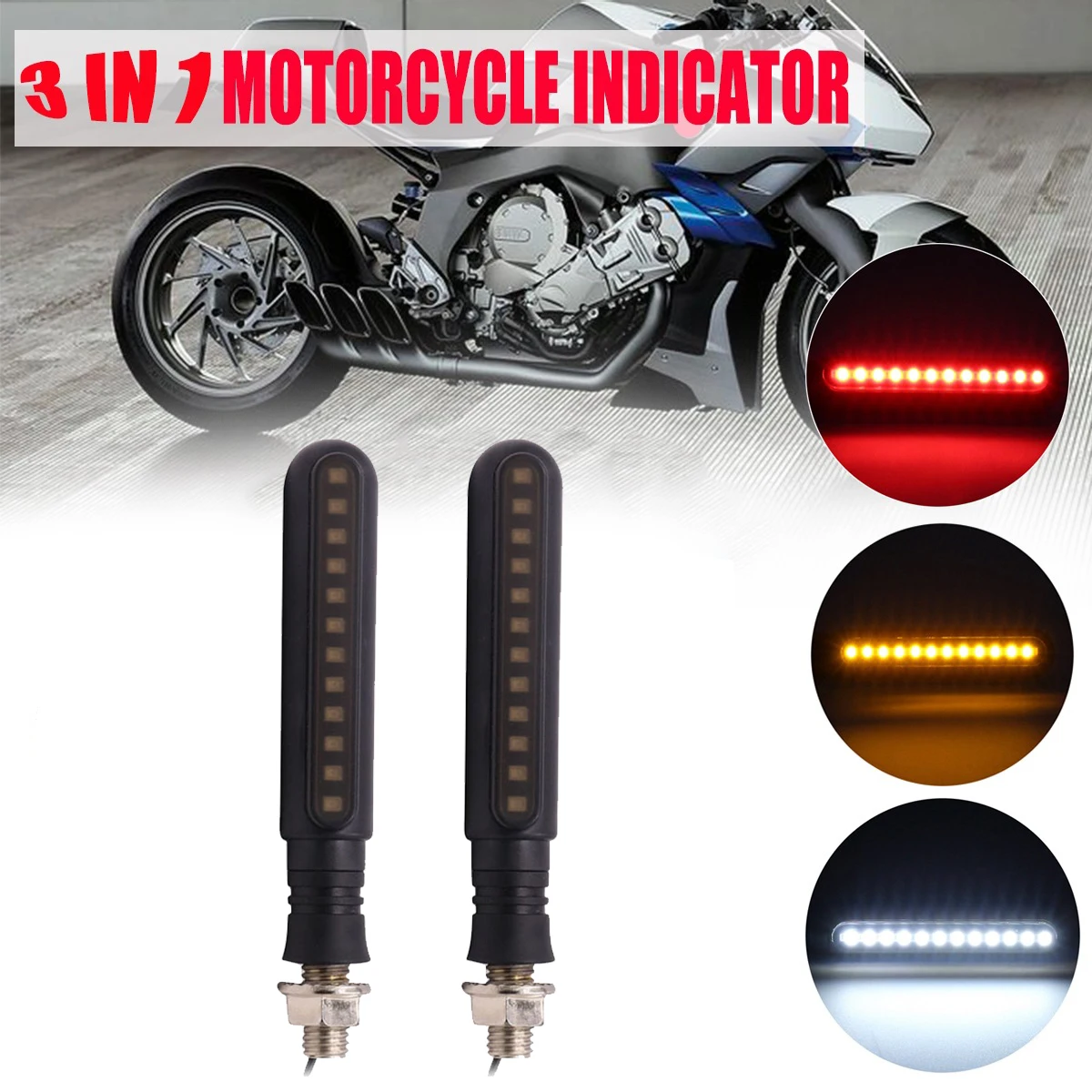 

Flowing Turn Signal Lamp 24 LED Sequential Indicator Light Daytime Running Light Rear Turn Signal Brake Lamp Universal 2Pcs