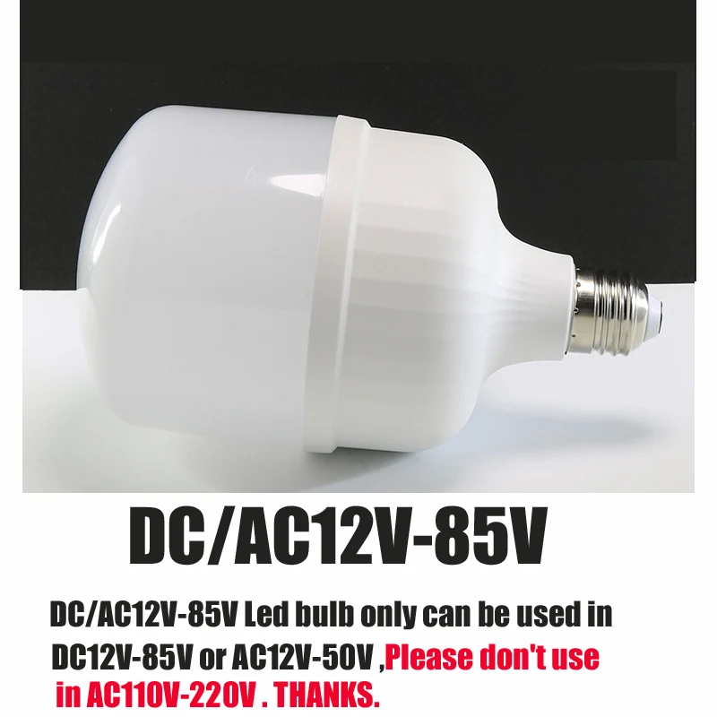Светодиодный Лампа AC/DC 12V 24V 36V E27 3 Вт 5 Вт 7 Вт 9 Вт 12 Вт 15 Вт охлаждения покрыт алюмопластиком, прожектор SMD2835 коридор огни - Испускаемый цвет: DC AC 12-85V