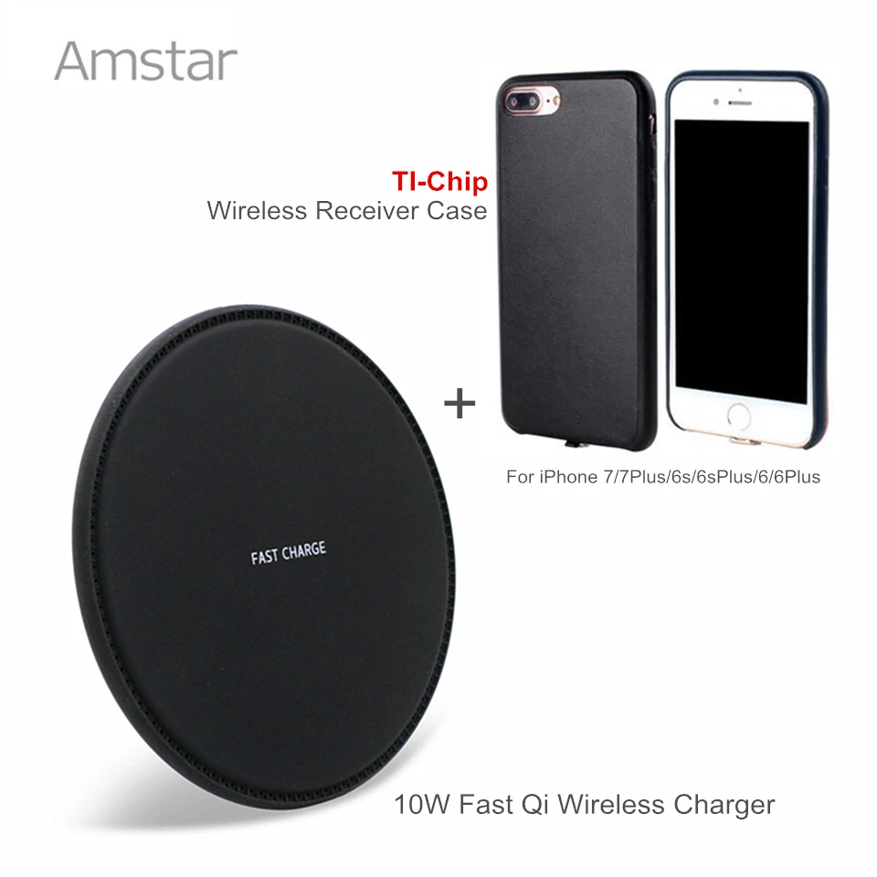 Amstar 10W Fast Qi Wireless Charger Wireless Charging Pad + Qi Receiver