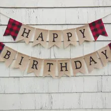 Пользовательские лесной Дровосек первый день рождения мешковины баннеры Baby Shower детская комната знак партии овсянки гирлянды наряд для фотосессий