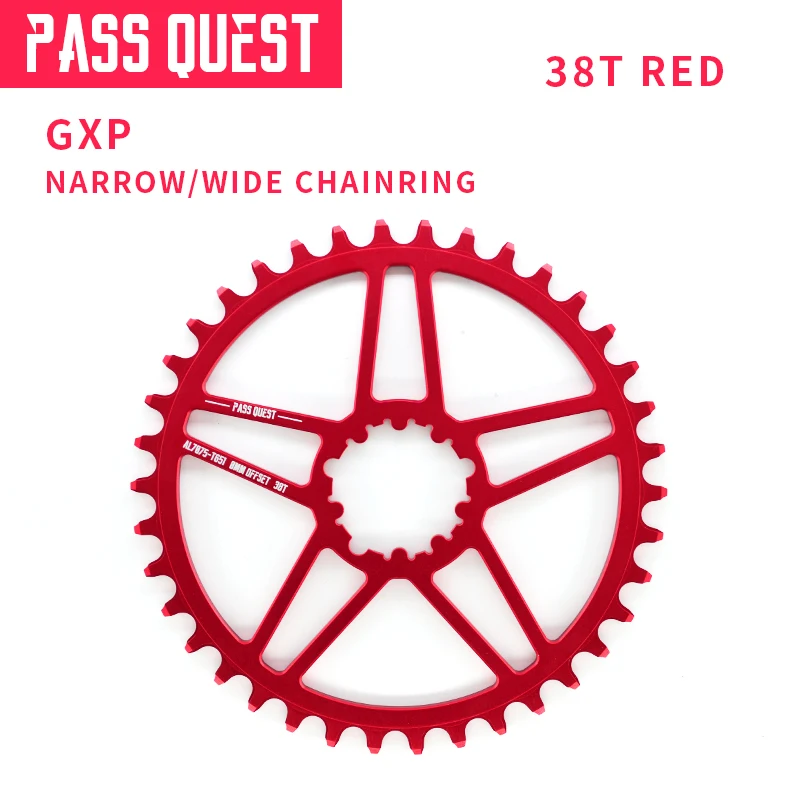 Pass Quest GXP велосипедный передняя Звездочка 38 T/40 т/42 т 0 мм смещение горный велосипед Звездочка для XX1 Sram XO1 X1 GX XO X9 кривошипно запчасти - Цвет: Red 38T Round