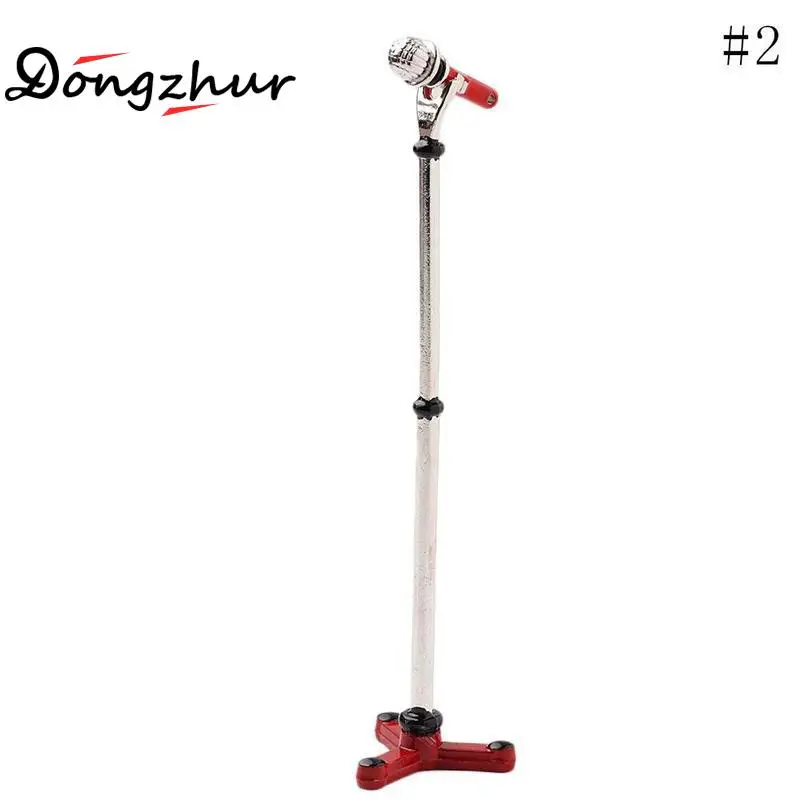 1 Set (Stand + Microphone) Mini Metal Alloy Microphone Model 1:12 Doll House Dollhouse Miniature Furniture Cute Accessories New