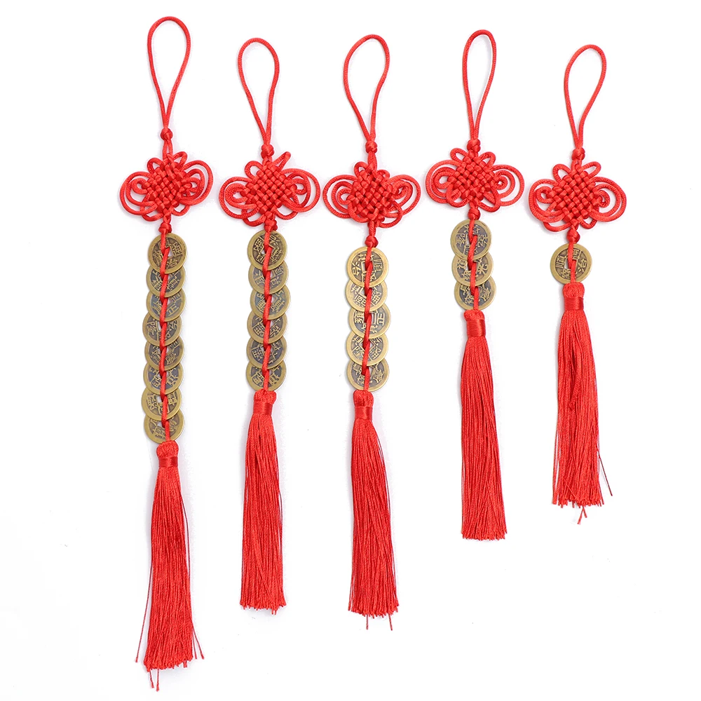 

1PC 6 Styles Red Chinese Knot FENG SHUI Good Luck Fortune Prosperity Charm Ancient Coins Prosperity Protection Home Car Decor
