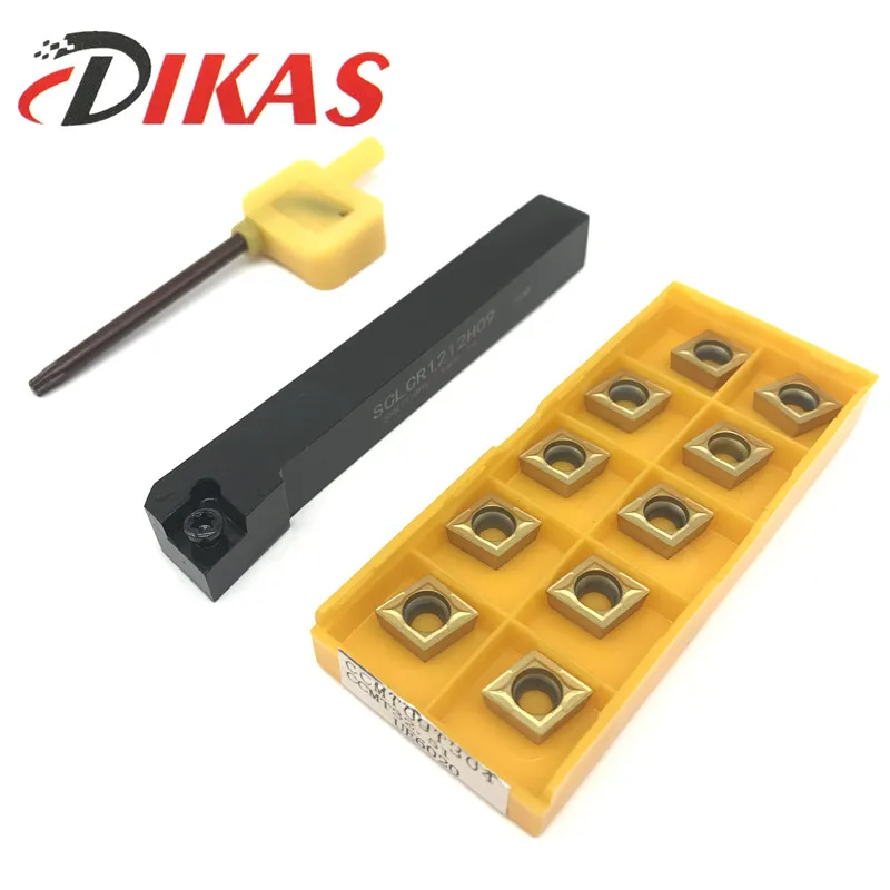 

Dikas 1PCS SCLCR1212H09 Lathe tool holder and 10PCS CCMT09T304 UE6020 VP15TF CNC lathe. Adaptation with CCMT09T304