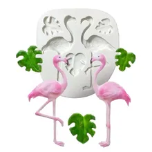 Фламинго тропические листья птица силиконовая форма черепаха лист помадка форма для украшения торта инструменты форма для шоколадной мастики