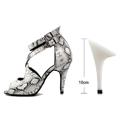 Ladingwu/Новинка; белые женские танцевальные туфли из искусственной кожи с текстурой змеи; обувь для латинских танцев; женская обувь для сальсы; sapato feminino salto alto - Цвет: White 10cm