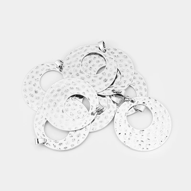 Tibetan Silver Open Large Hammered Wing Half Love Heart Shaped Charms pendants