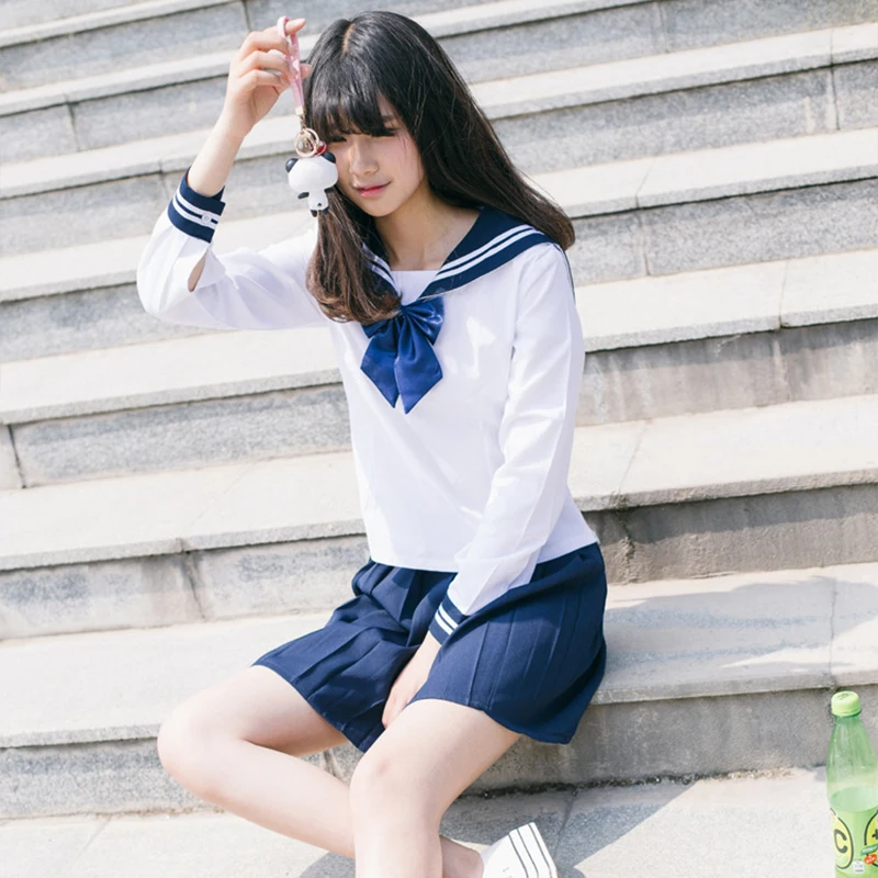 UPHYD Японский Школьная форма для девочек хора выступления рубашка с длинными рукавами и юбка подростков обувь для девочек школьная униформа