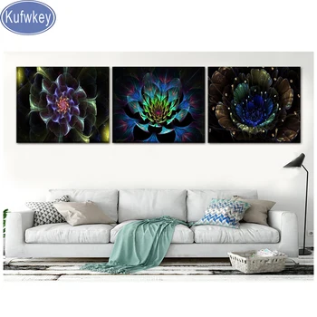 

3PCS Full Diamond Embroidery Abstract Artistic Flower Diy Diamond Painting Cross Stitch Kits Mosaic Kitchen Decorative Wall