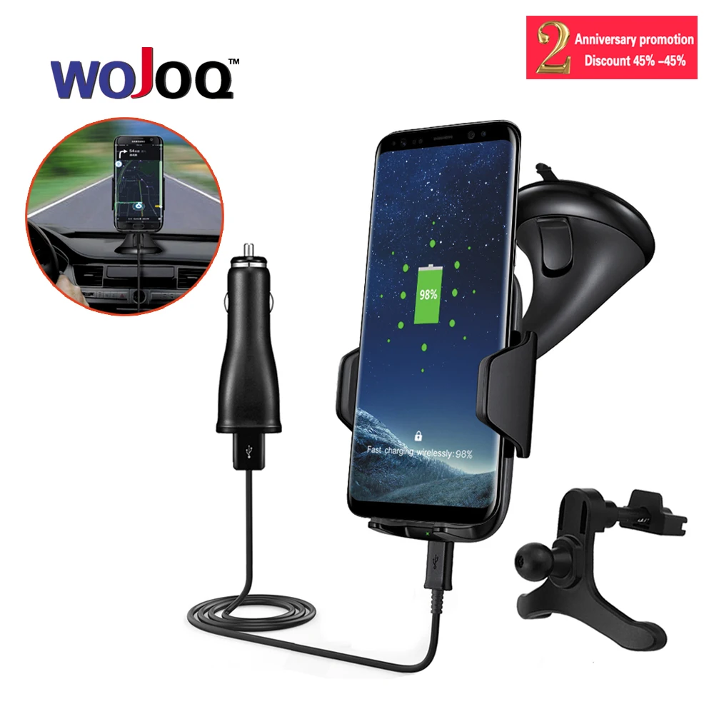 

Wireless Car Charger Phone Mount Holder Fast Charging For Samsung Note 8 S7 S8 S9 S10 Plus QC 2.0 Car Charger for iPhone xs max