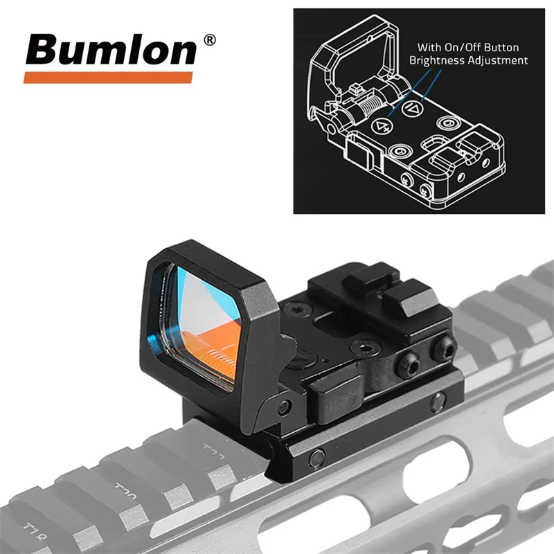 

Flip Up Red Dot Sight Reflex RMR Scope Foldable Tactical 9 Levels Brightness Holographic with 20MM Mount Airsoft Hunting 5-0047