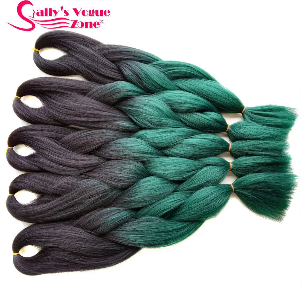 Sallyhair, Омбре, синтетические плетеные волосы, мятный зеленый цвет, Sallyhair, 24 дюйма, огромные косички, высокотемпературное волокно для наращивания волос - Цвет: #35
