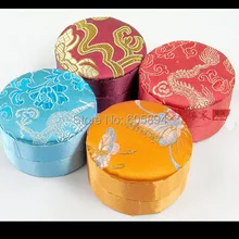 Круглая Цветочная маленькая Подарочная коробка для ювелирных изделий, декоративная шелковая парча для сережек, сережек, подвесных браслетов, коробок для хранения, упаковка