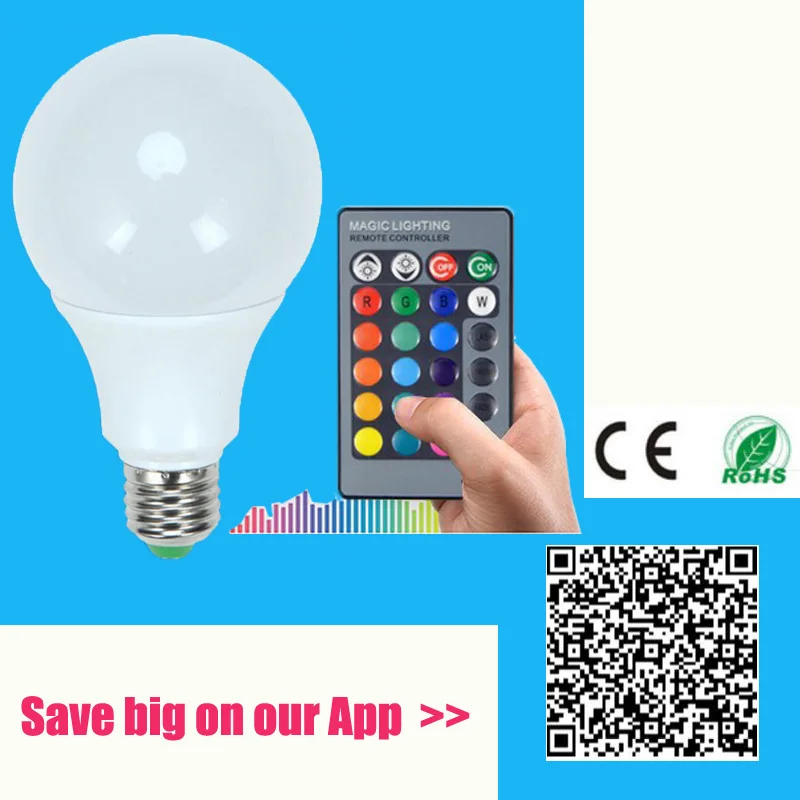

E27 LED RGB Bulb lamp AC110V 220V 3W 7W 10W LED RGB Spot light dimmable magic Holiday RGB lighting+IR Remote Control 16 colors