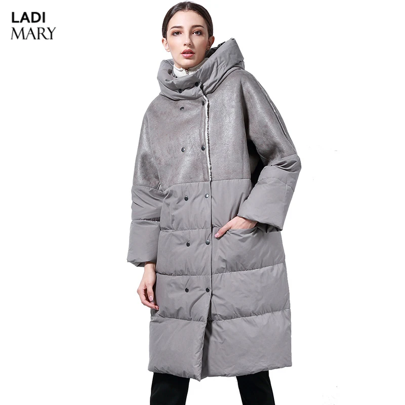 LADIMARY High Quality Women's Hooded X Long Down Puffer Coat Winter