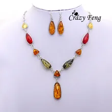 Винтажные цветные ретро серебряные свадебные комплекты ювелирных изделий в африканском стиле для женщин, ожерелье и кулоны, серьги-подвески, наборы