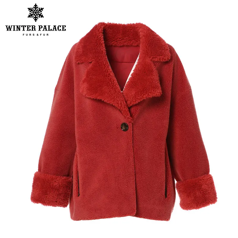 WINTER PALACE женская новая шерстяная куртка с коротким Английский воротник шуба с 30% шерсти зимняя теплая шуба с добавлением нескольких цветов - Цвет: red