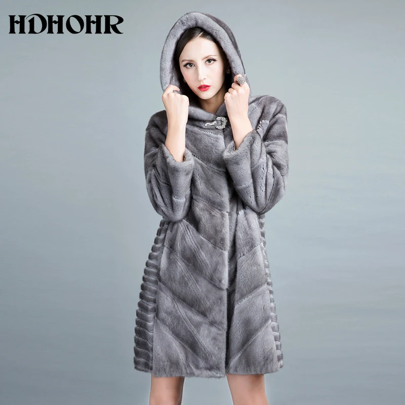 Parkas Épais Femmes Véritable Chaud Femelle D'hiver À Hdhohr Vestes Naturel New De Réel Fourrure Vison Solide 2018 Gray Iron Long Manteaux xq6BwO