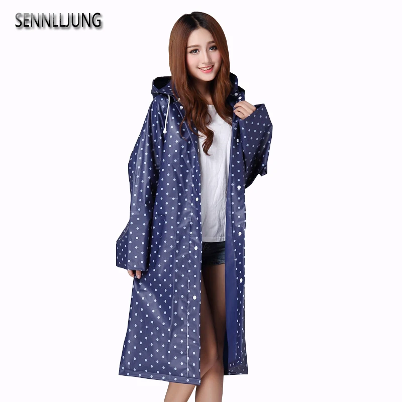

SENNLLJUNG Raincoat Women 2017 Fashion Ladies Rain Coat Breathable Ladies Long Raincoats Portable Water-Repellent Rainwear Women