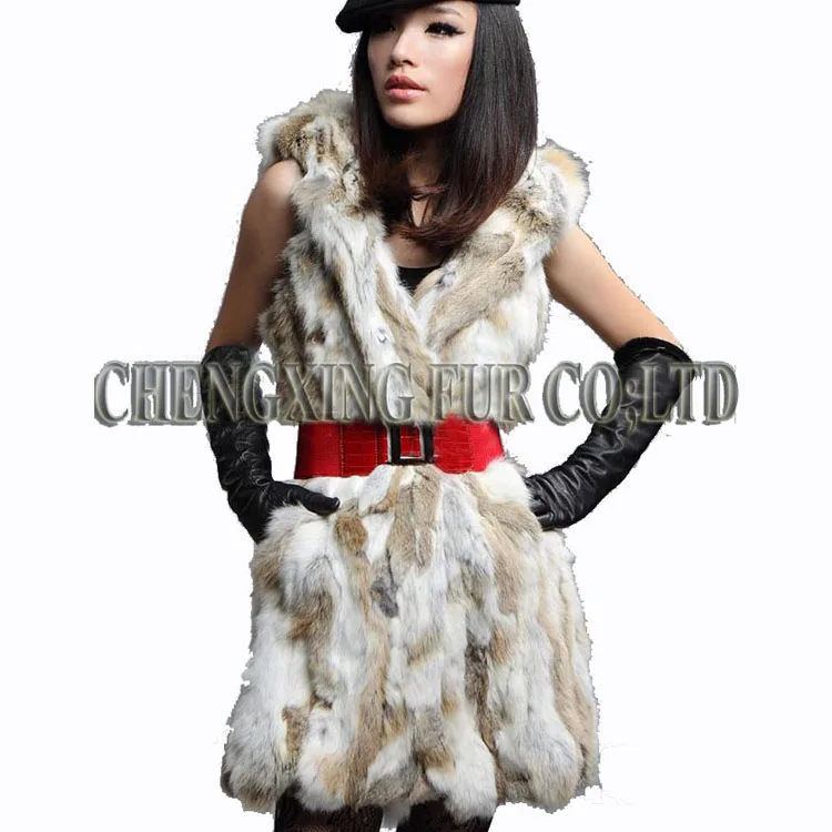 CX-G-B-102A высокое качество пикантные меховой жилет Для женщин кролика Меховой жилет Настоящее пальто с мехом для зима-осень модная верхняя одежда - Цвет: natural brown
