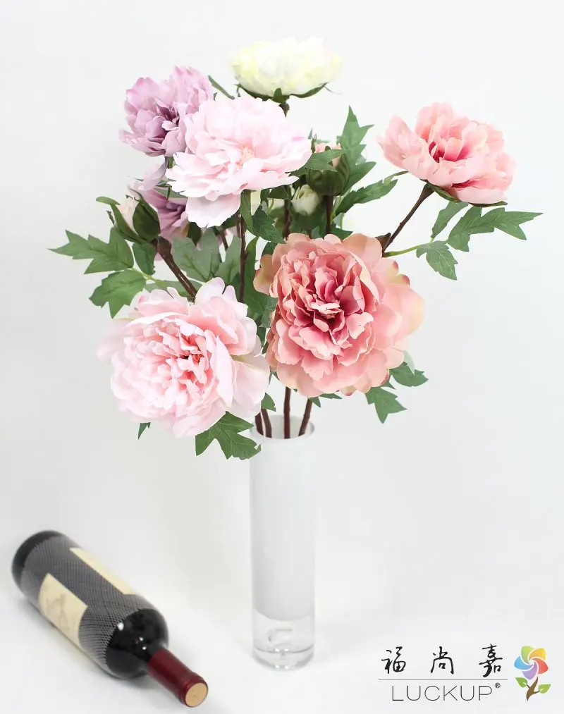 

1 PCS 3 flower heads Artificial Peony Silk Flower Home Festival Party Decoration Gift F497