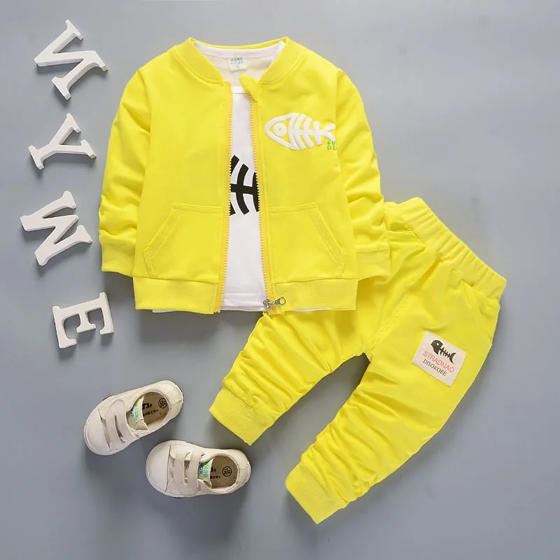 

DIIMUU 3Pcs Baby Boys Clothes Toddler Clothing Children's Sweatshirt With Zipper Coats Tops Long Outfits Casual Sports Tracksuit