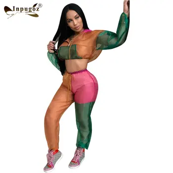 

Elegant Patchwork Women Fashion Full Sleeve Hoodie Top With Pants Women Suits