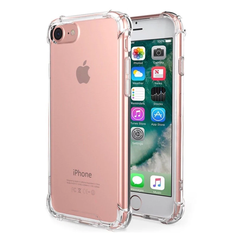 

Four Angle Shockproof Soft Transparent Clear Anti knock TPU Protective Cover Case For iPhone X 5 5s SE 6 6s 7 8 Plus