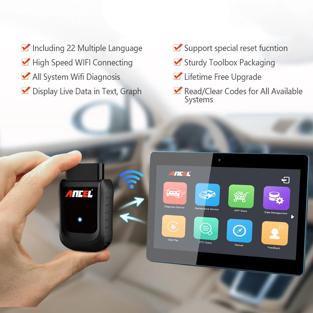Ancel X5 Pro OBD инструменты для сканирования автомобиля полная система планшет