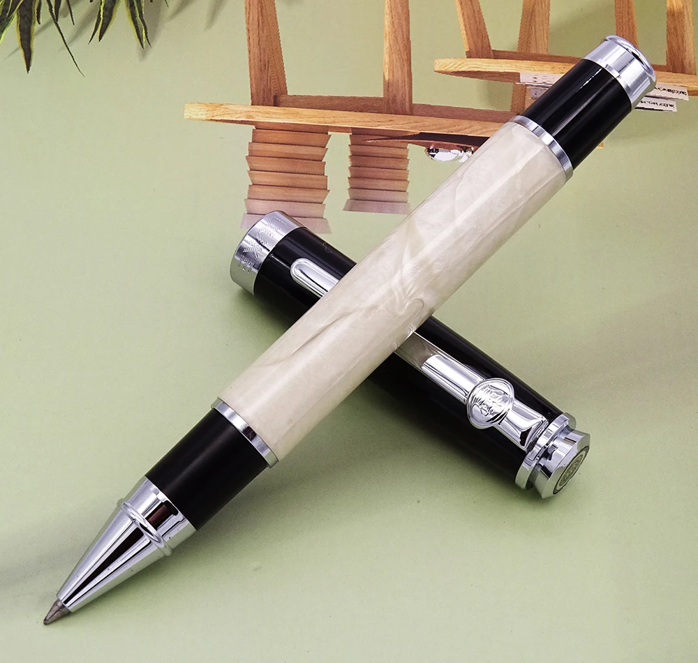 Duke Celluloid Fountain Pen White Beautiful Quicksand Medium Nib Gift Office Pen 
