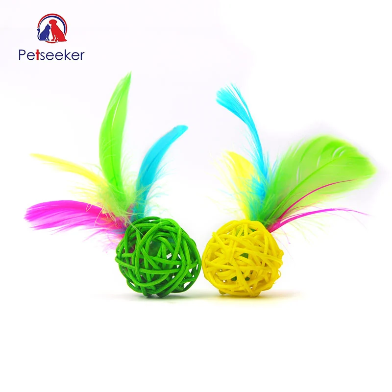 

Lovely Pet Cat Toy With Bird feather Toss Shuttlecock Shape Interactive Training Play Chewing For Puppy Small Dog Toys