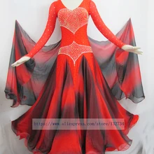 Красное и черное современное Танго вальс бальное танцевальное платье, гладкое, стандартный бальный зал платье, бальная танцевальная юбка женская новая современная