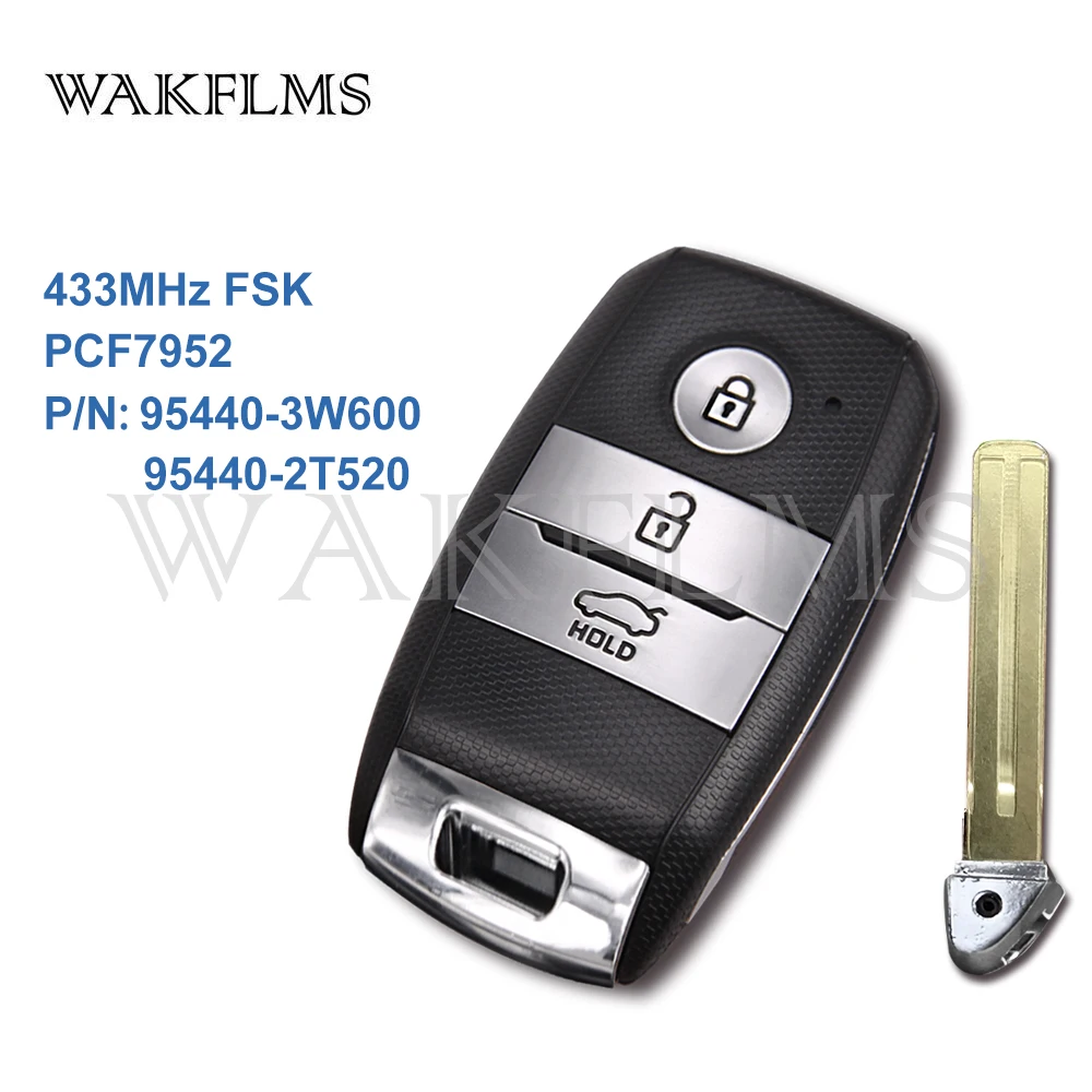 3btn смарт-карта дистанционный Автомобильный ключ 433 МГц для Kia Picanto Optima Sorento Sportage- PCF7952 46 чип 95440-3W600 95440-2T520