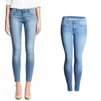 

New 2017 High Waist Jeans Ladies Stretch Denim Pants Womens Bleach Light Blue Jeans Skinny Jeans Denim Jeans For Female