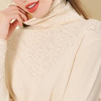

Women Knitted Sweaters Pullovers Turtleneck Long Sleeve Solid Color Sweater Women