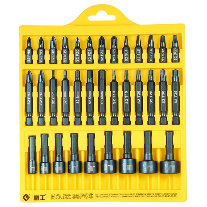 

Penggong Key Sets Electric Screwdriver 35Pcs 25Mm / 50Mm Slotted Phillip Torx Hex Bits Sockets Set Drive Repair Tools Kit