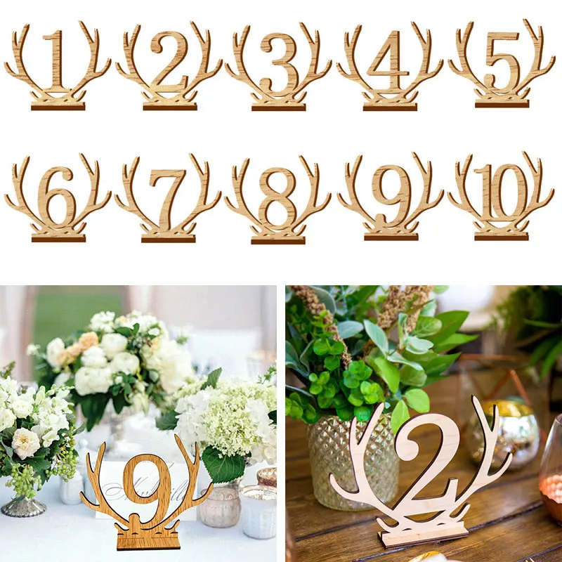 

Nordic Seat Card Table Number Card Antler Shape 20pcs 1-20 Wedding Coffee Shop Venue Decorations Banquet Craftwork Place Holder