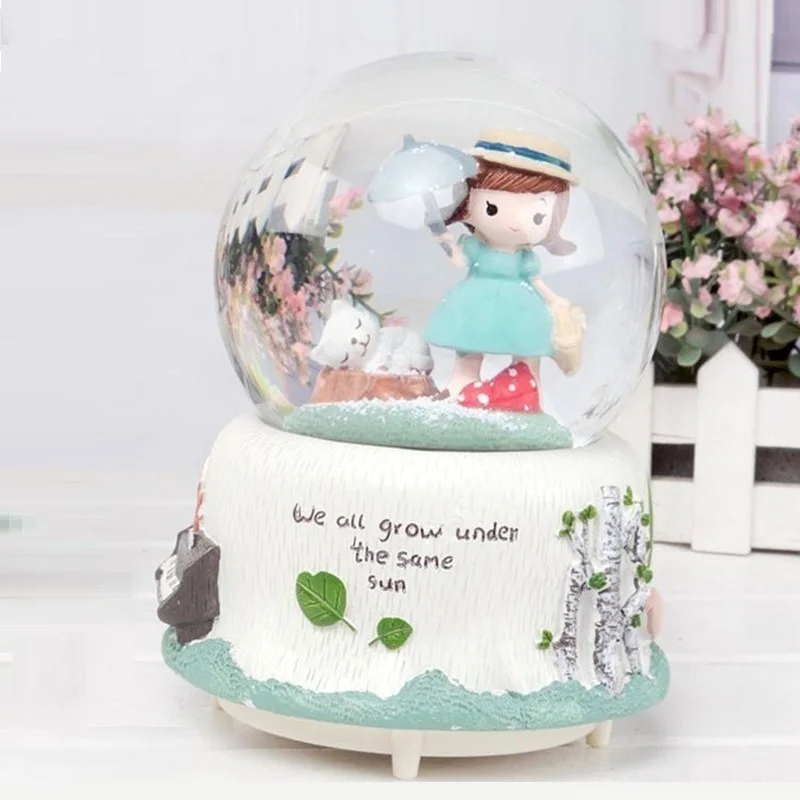 

Musically Gift Madera Muzik Kutusu Home Decoration Accessories Snow Ball Boite A Musique Carousel Caja Musical Musica Music Box
