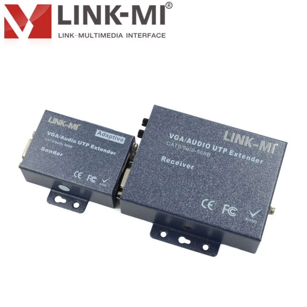 LINK-MI 100 м адаптивный VGA UTP RJ45 Удлинитель hdmi передатчик и приемник до 1920x1440 дополнительный стерео аудио 3,5 мм стерео джек