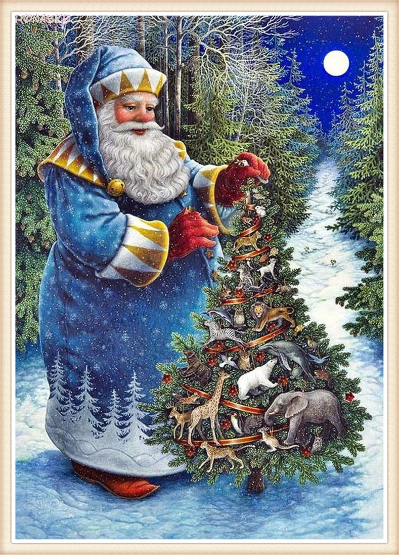 Santa Claus Diamond Painting 5 patterns Full round Mosaic for Winter Decor Cross Stitch Rhinestones ronasky4004 | Дом и сад