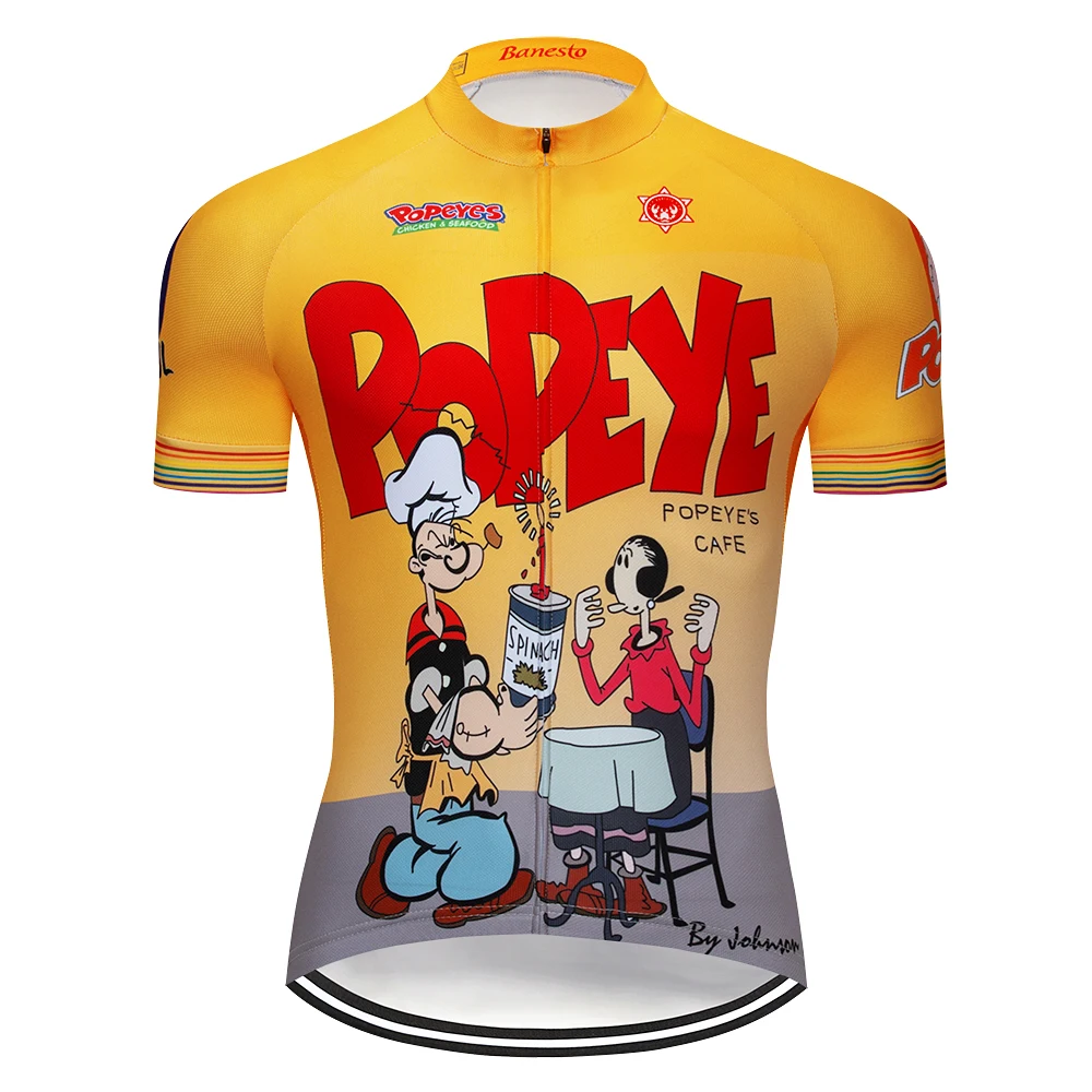 

Popeye Cycling Jersey 2018 Men's Cycling Clothing Summer Sport Bike Jersey Quick Dry Tops Cycling Wear Short Sleeves ropa Ciclis