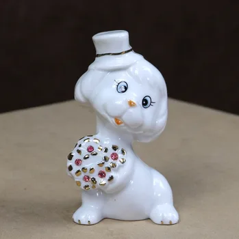 

Cute Ceramics Date Puppy Miniature Decorative Porcelain Dog Figurine Boyfriend Gift Craft Ornament Desktop Embellishment Room