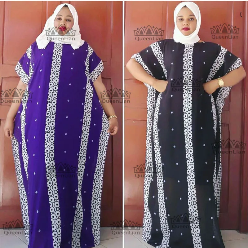 

2019 New African Design Bazin Long Dress Super SIze Chiffon for Lady (XF01#)